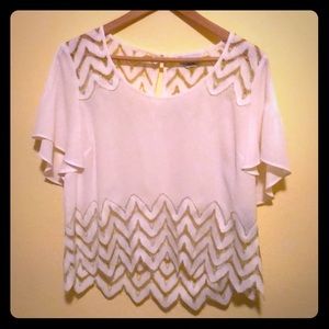 Bebe Flutter Top with Gold Lace Details